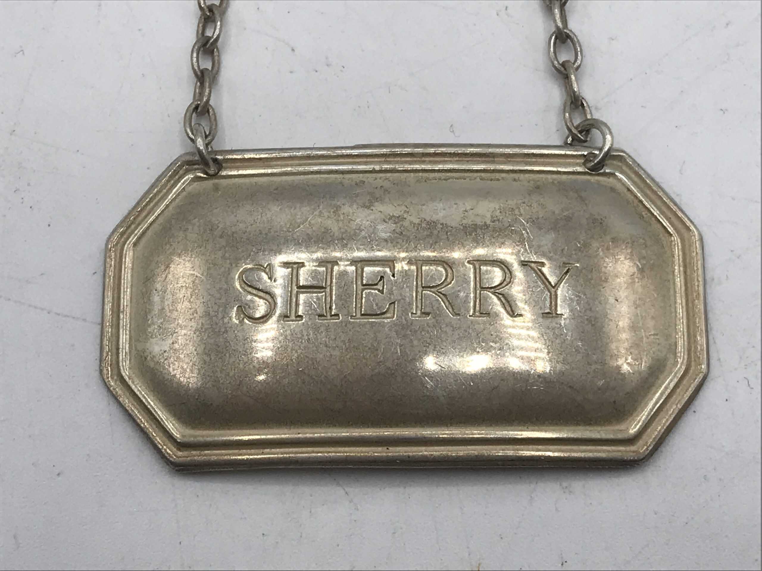 Sherry Sterling Silver Hallmarked Decanter Label (Brandy Shown For