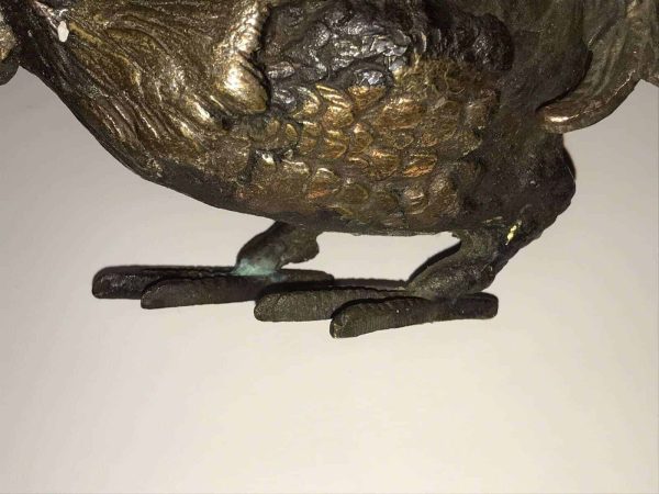 Antique Solid Bronze Cockerel Rooster Sculpture – Rich Patina - Image 5