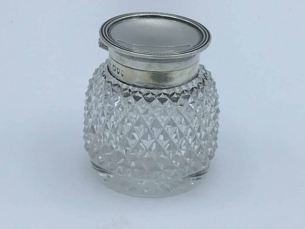 Antique 1895 Sterling Silver & Cut Glass Inkwell by John Grinsell & Sons – Elegant Desk Accessory - Image 6