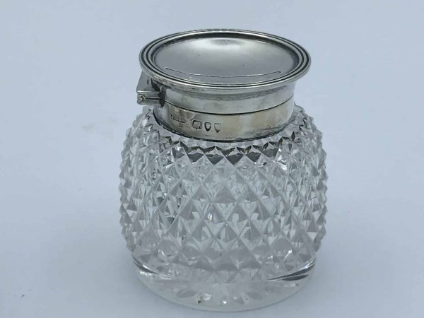 Antique 1895 Sterling Silver & Cut Glass Inkwell by John Grinsell & Sons – Elegant Desk Accessory - Image 7