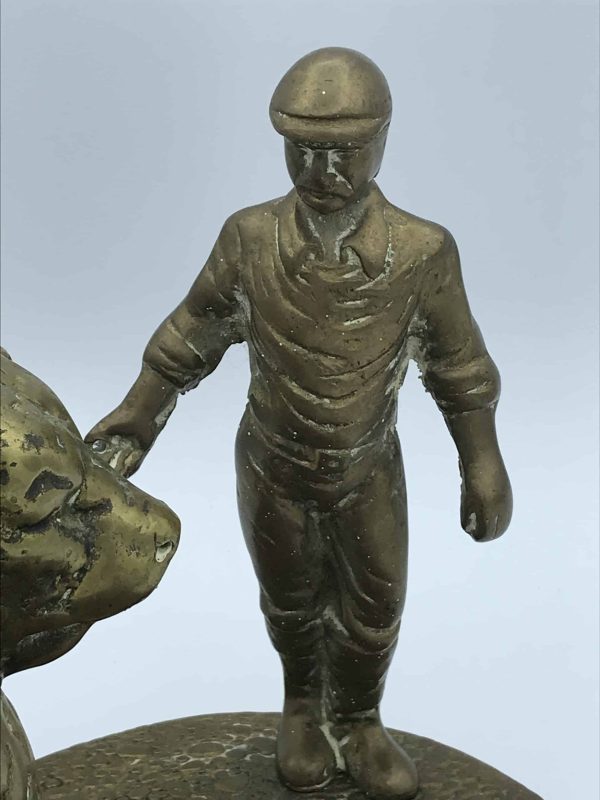 Large Solid Brass Farmer & Cattle Model – 7.3kg – Working Dog – Vintage - Image 4