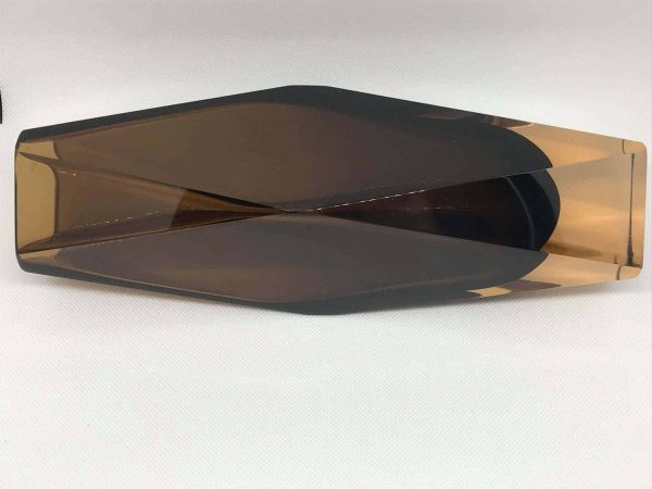 Murano Faceted Glass Vase – Smokey Brown Cased, Italy 1960s, 11" - Image 8