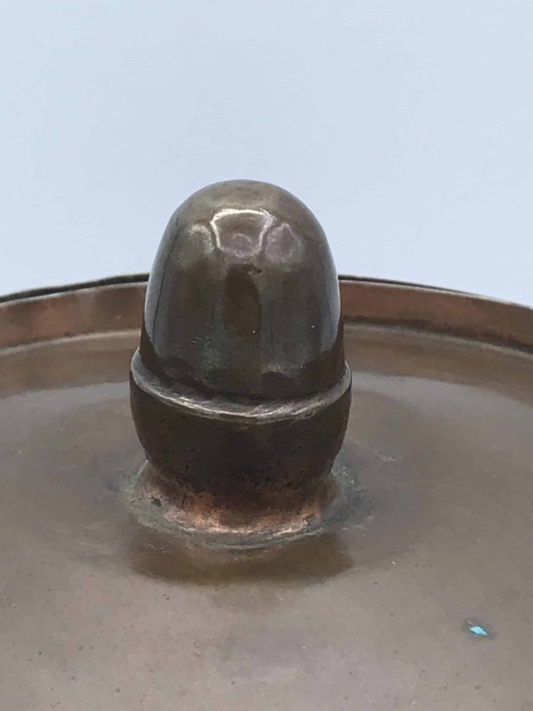 Signed Arts & Crafts Copper Tea Caddy or Biscuit Barrel – Oak Motif - Image 7