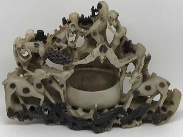 Chinese Soapstone Sculpture – Monkeys, Deer, Bats & Birds, 9.5" - Image 2