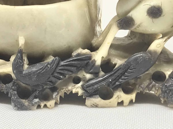 Chinese Soapstone Sculpture – Monkeys, Deer, Bats & Birds, 9.5" - Image 13