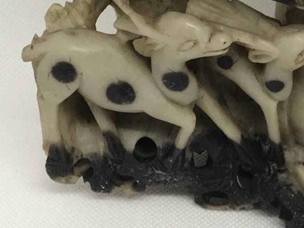 Chinese Soapstone Sculpture – Monkeys, Deer, Bats & Birds, 9.5" - Image 6
