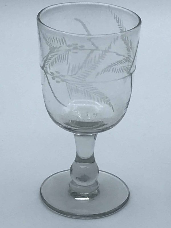Mid 19th Century Victorian Engraved Bucket Rummer Drinking Glass