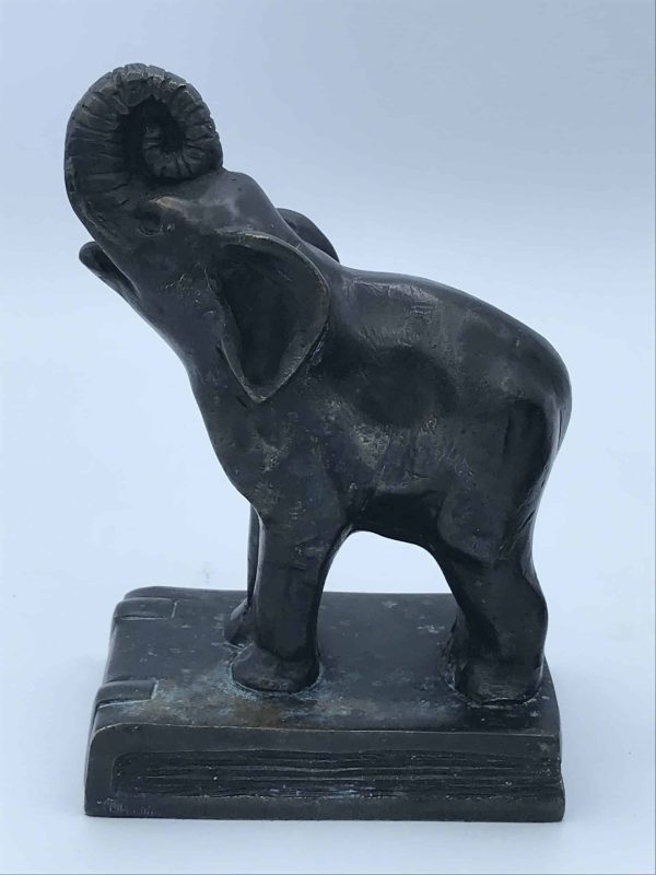 Pair Bronze Elephant Bookends – Standing on Books, c.20th Century - Image 7