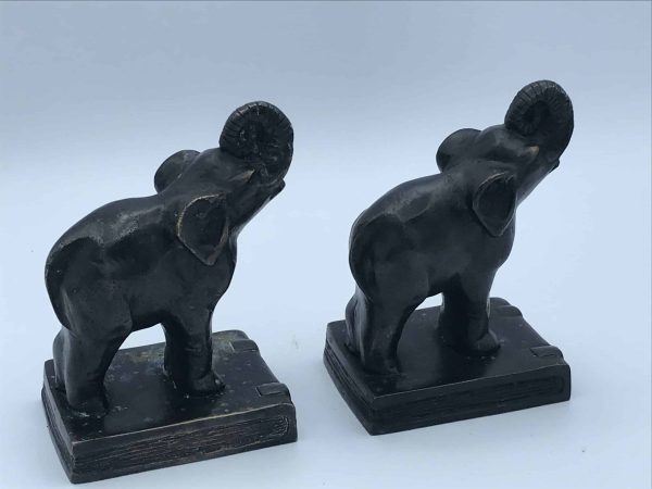 Pair Bronze Elephant Bookends – Standing on Books, c.20th Century - Image 10