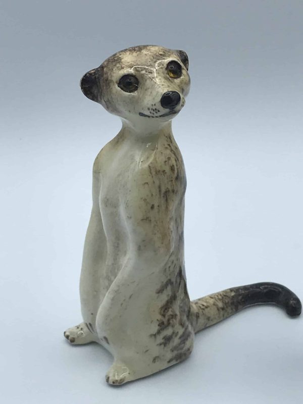 Pair Winstanley Ceramic Pottery Meerkats with Glass Eyes – Size 2, 6.5 Inches Long - Image 3