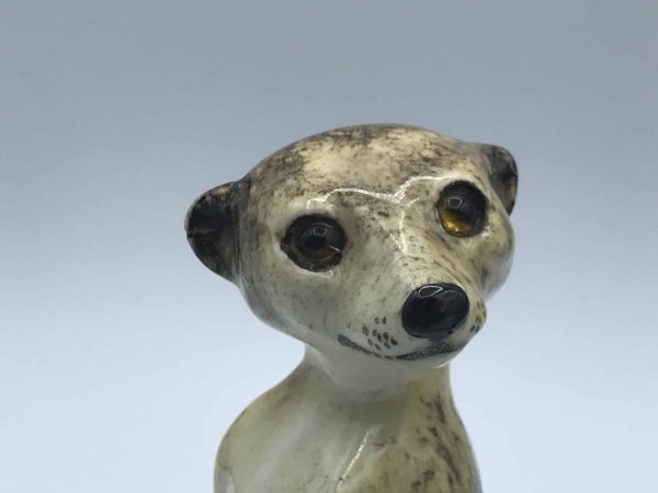 Pair Winstanley Ceramic Pottery Meerkats with Glass Eyes – Size 2, 6.5 Inches Long - Image 5