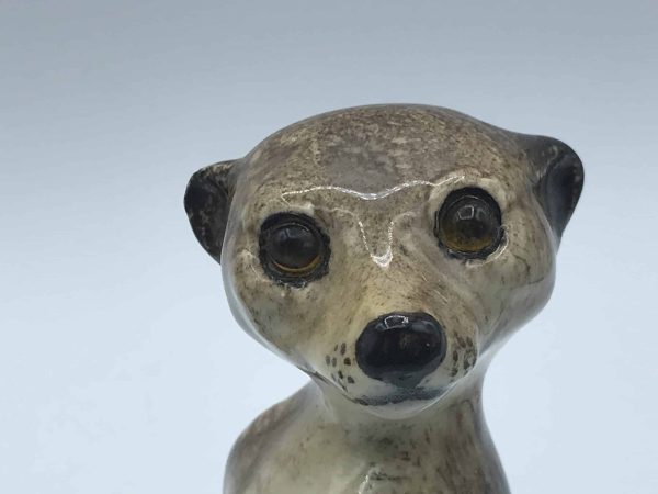 Pair Winstanley Ceramic Pottery Meerkats with Glass Eyes – Size 2, 6.5 Inches Long - Image 6