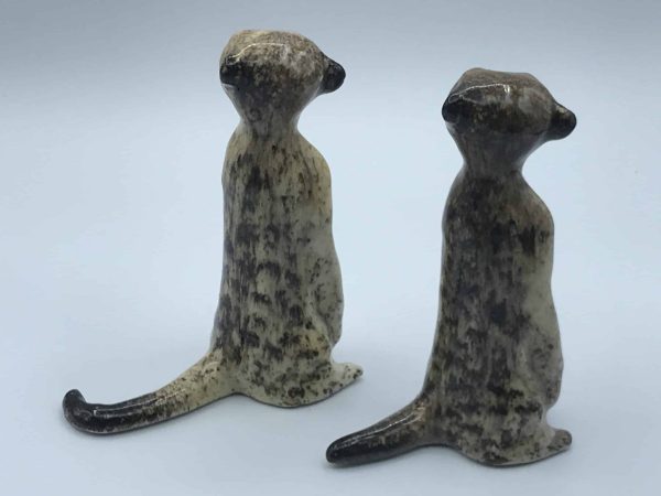 Pair Winstanley Ceramic Pottery Meerkats with Glass Eyes – Size 2, 6.5 Inches Long - Image 8