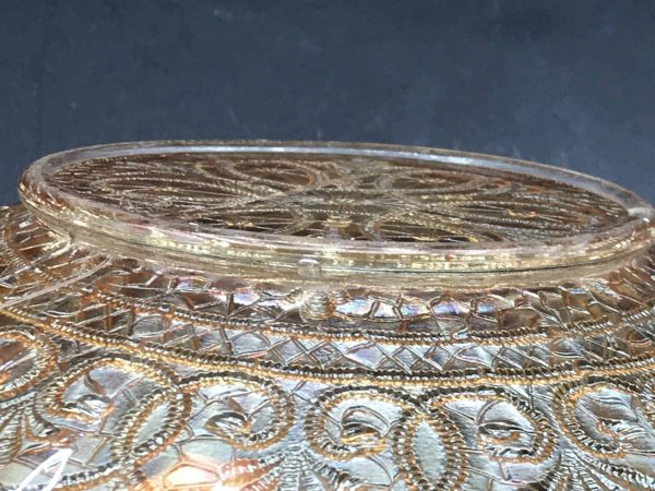 Northwood Carnival Glass Plate – Hearts & Flowers Pattern – Rare 9" - Image 3