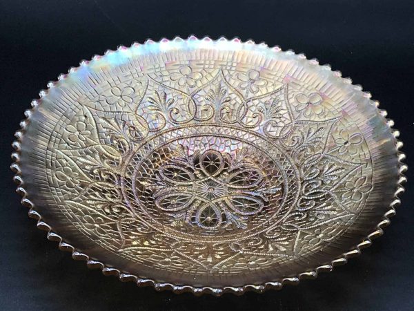 Northwood Carnival Glass Plate – Hearts & Flowers Pattern – Rare 9" - Image 5