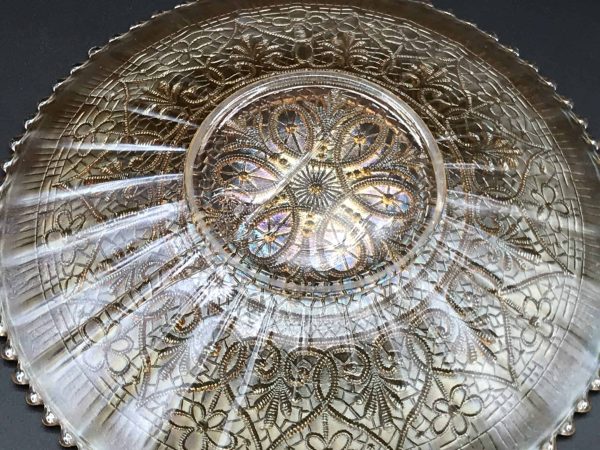 Northwood Carnival Glass Plate – Hearts & Flowers Pattern – Rare 9" - Image 8