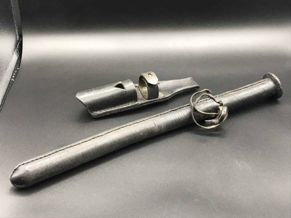 WWII Military Police MP Leather Truncheon & Holder – Authentic 1940s Night Stick