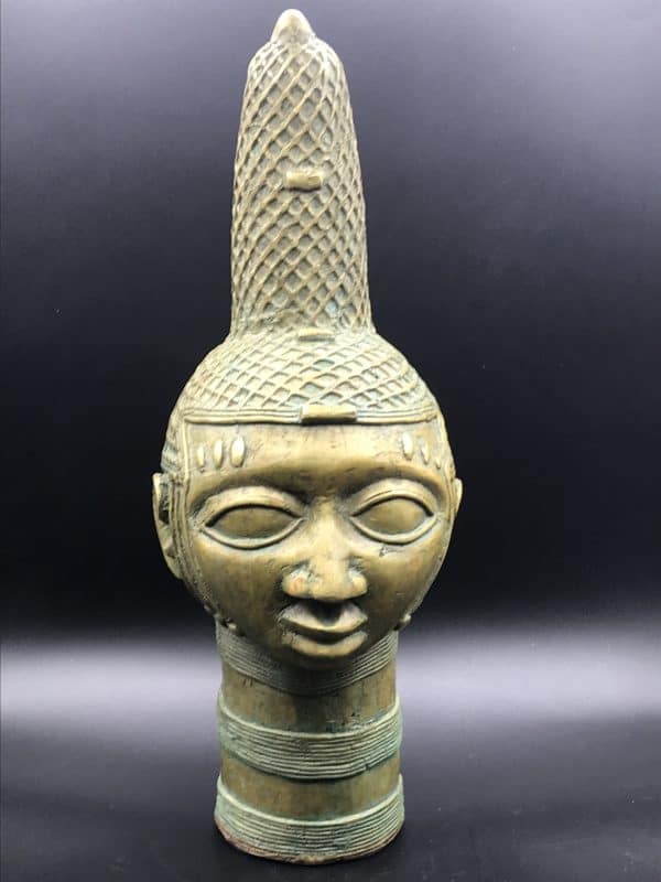 Majestic 20th Century African Benin Bronze Bust – Traditional Tribal Art - Image 5
