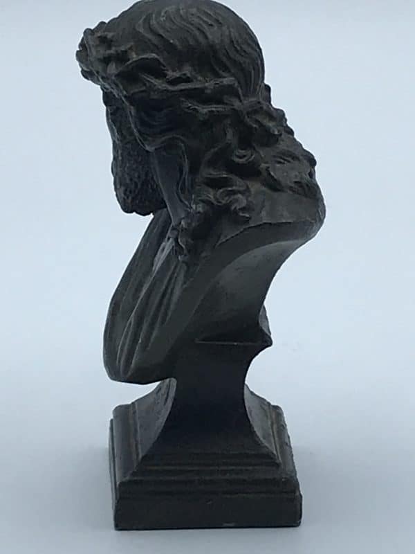 Bronze Spelter Figure of Christ With Crown Of Thorns Jules Marie Catineau sculpture - Image 2