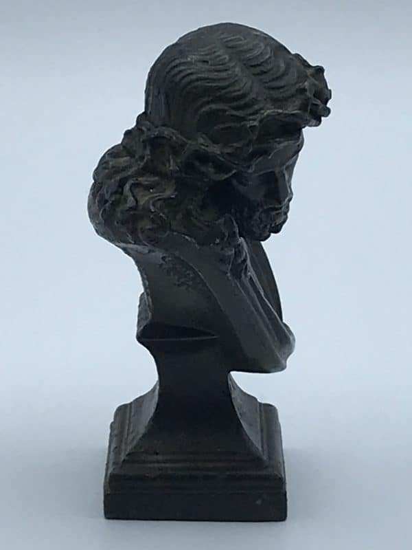 Bronze Spelter Figure of Christ With Crown Of Thorns Jules Marie Catineau sculpture - Image 3