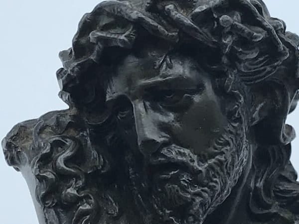 Bronze Spelter Figure of Christ With Crown Of Thorns Jules Marie Catineau sculpture - Image 6