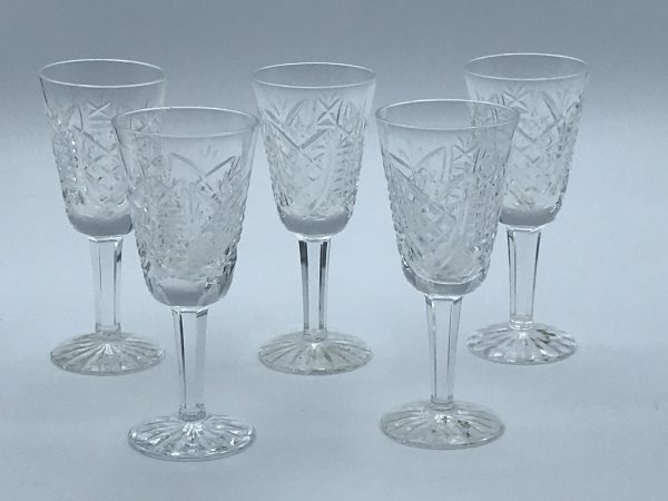 Set of 5 Waterford Crystal Sherry Glasses – Clare Cut Pattern – Ireland - Image 3