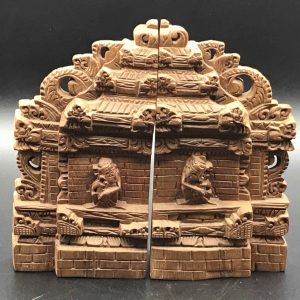 Hand-Carved Siamese Wood Bookends – Architectural Style, c.1900s
