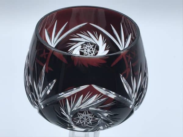 Set of Six Mid-Century Bohemian Flashed Cut Crystal Hock Glasses - Image 5