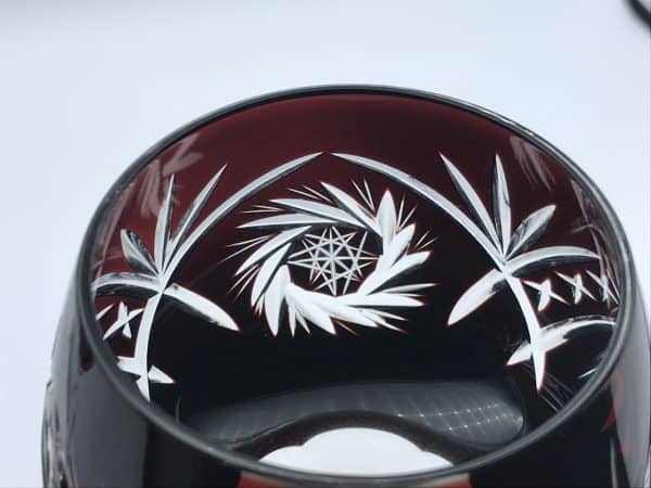 Set of Six Mid-Century Bohemian Flashed Cut Crystal Hock Glasses - Image 9