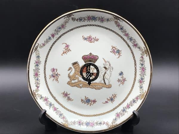 Antique Hand-Painted Armorial Porcelain Plate – Samson Crested Design - Image 2
