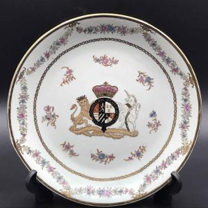 Antique Hand-Painted Armorial Porcelain Plate – Samson Crested Design