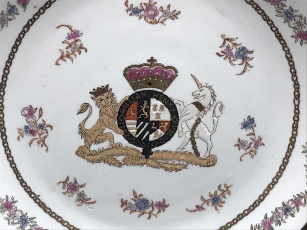 Antique Hand-Painted Armorial Porcelain Plate – Samson Crested Design - Image 3