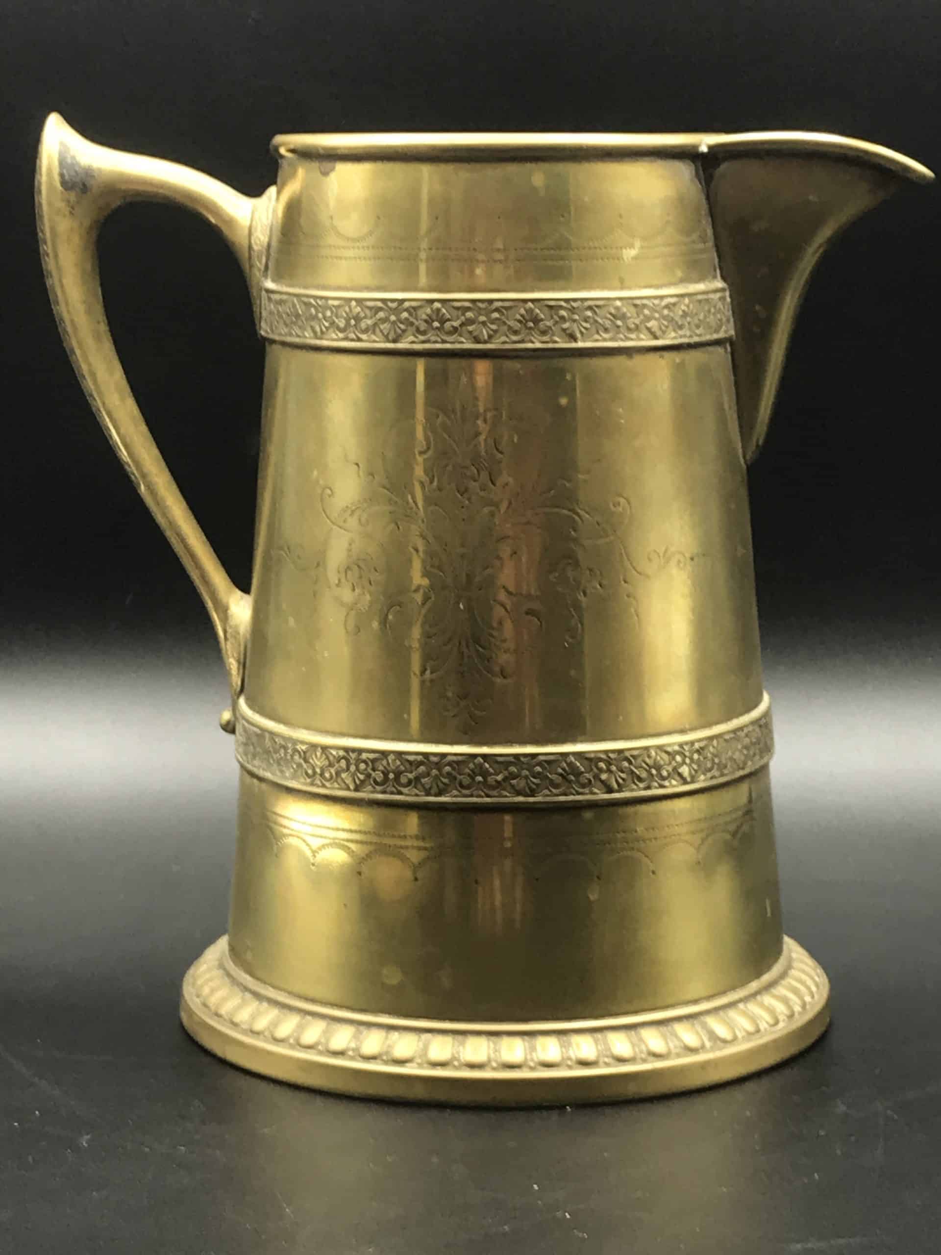 Antique Brass Jug by WMF – Engraved, Formerly Silver-Plated