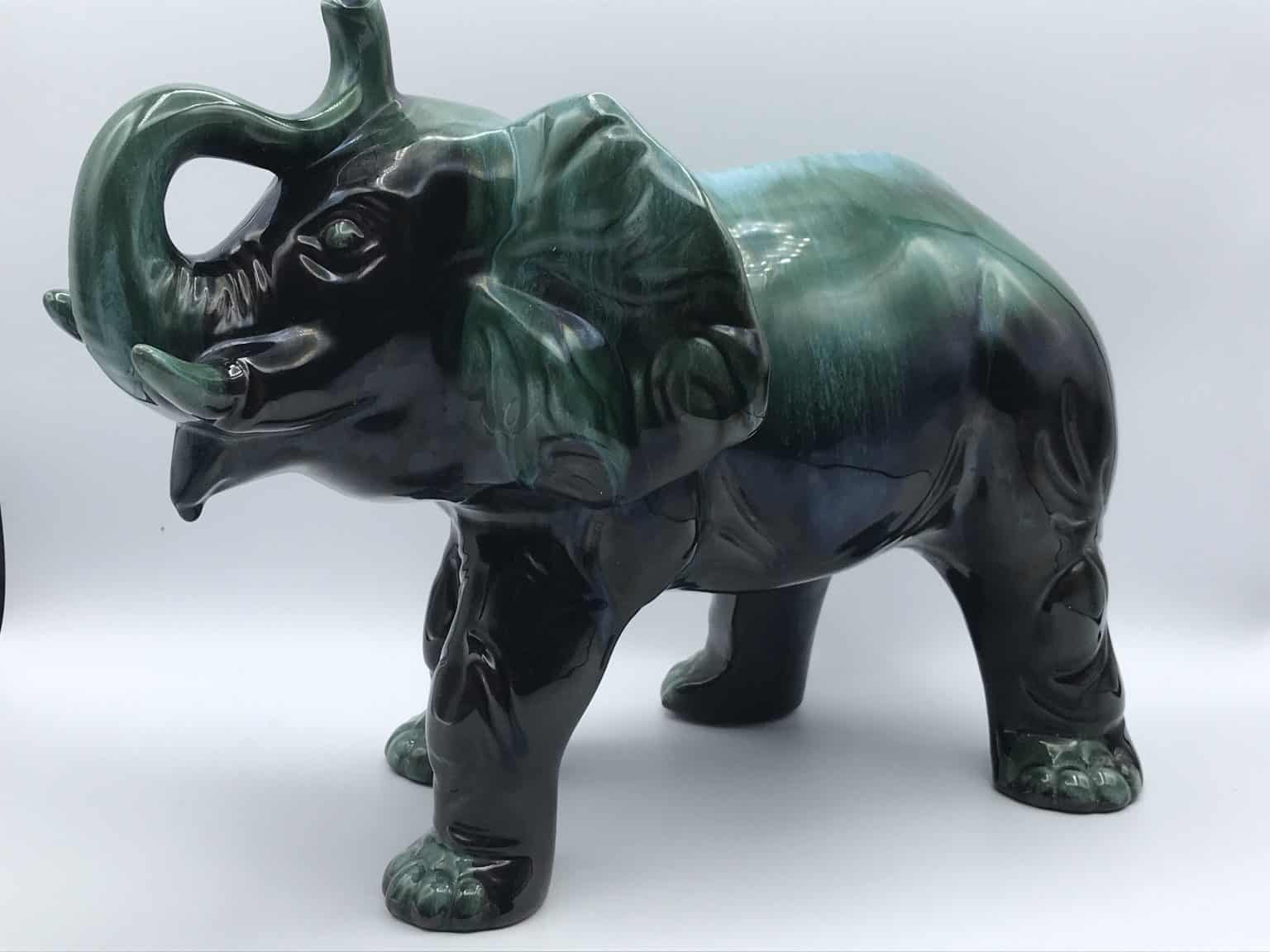 Large Blue Mountain Pottery Elephant — Antiques Arena