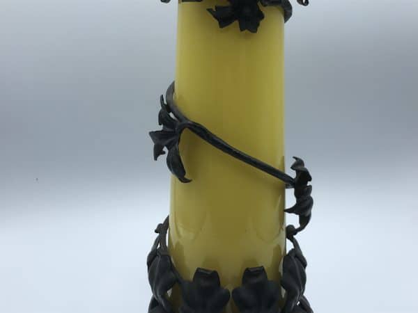 Pair of Mid-Century Wrought Iron & Glass Candelabra Candlesticks – 20th Century - Image 5