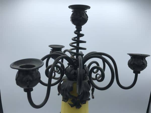 Pair of Mid-Century Wrought Iron & Glass Candelabra Candlesticks – 20th Century - Image 6