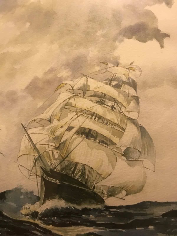 Paul Williams Watercolor Painting – Cutty Sark – Framed & Certified – 21x17” - Image 5