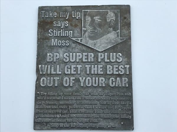 Rare Stirling Moss BP Super Plus Steel Printing Plate – Advertising - Image 5