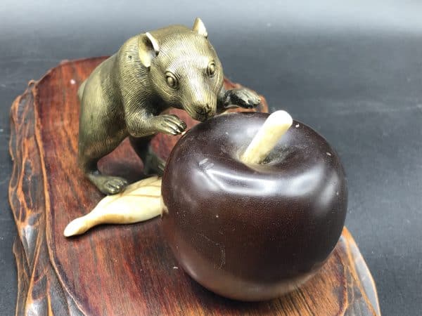 19th Century Japanese Bronze Mouse with Ivory Embellishments - Image 7