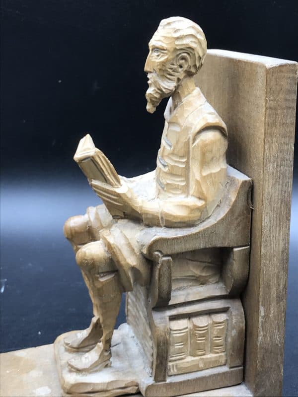 Piar Carved Wood Book Ends Don Quixote and Sancho Panza - Image 6