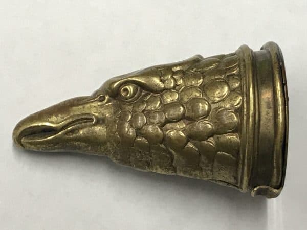 Antique English Brass Vesta Case Formed As An Eagle