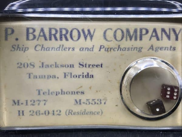Antique Glass Paperweight – P. Barrow Company Tampa FL – Dice & Mirror - Image 4