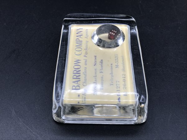 Antique Glass Paperweight – P. Barrow Company Tampa FL – Dice & Mirror - Image 8