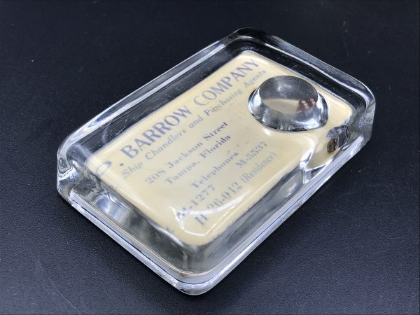 Antique Glass Paperweight – P. Barrow Company Tampa FL – Dice & Mirror