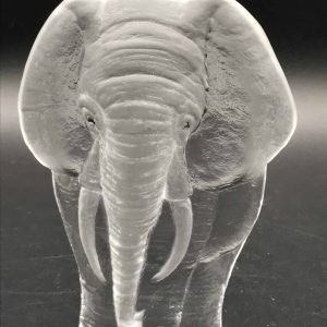Swedish Matts Jonasson Glass Paperweight Signed Elephant