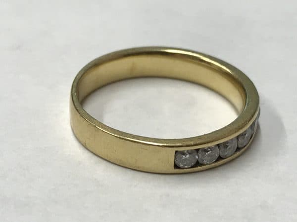 Vintage 18ct Yellow Gold Diamond Ring – Channel Set with 10 Diamonds – Size L - Image 3