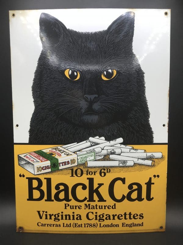 Vintage Dodo Designs Enamel Sign – Black Cat Virginia Cigarettes - Image 2