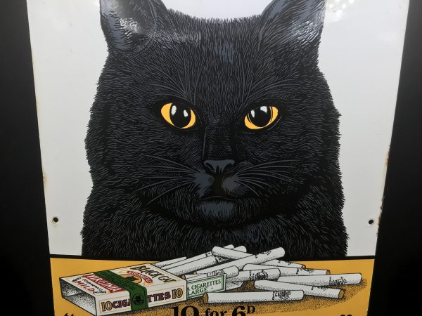 Vintage Dodo Designs Enamel Sign – Black Cat Virginia Cigarettes - Image 4