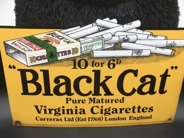 Vintage Dodo Designs Enamel Sign – Black Cat Virginia Cigarettes - Image 5