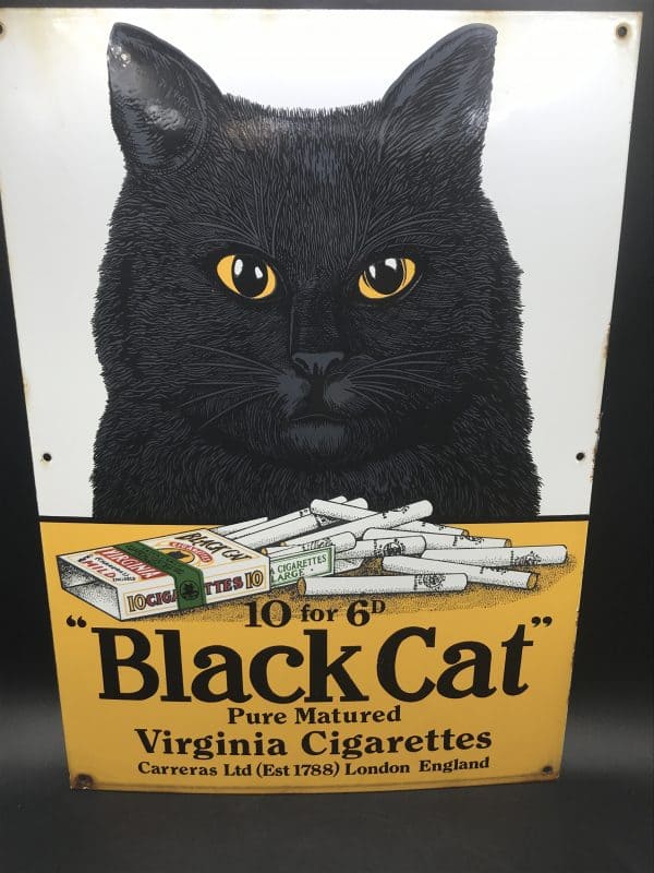 Vintage Dodo Designs Enamel Sign – Black Cat Virginia Cigarettes